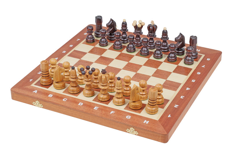 Jeu d'échecs PERLE en bois de charme avec échiquier en marqueterie de bois d'acajou et sysomore, de grande taille (41 x 41cm) - Ensemble Complet - 66ab852a82bf3c03a93d48d08fbe3d93
