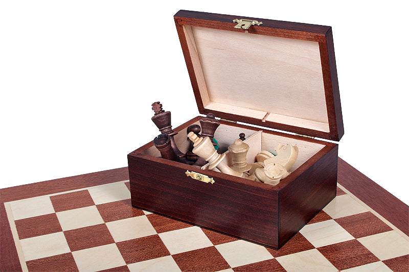 Les pièces d'échecs en bois STAUNTON de taille 4 avec la boîte de rangement en bois foncé - Les pièces d'échecs en bois STAUNTON de taille 4 avec la boîte de rangement en bois foncé