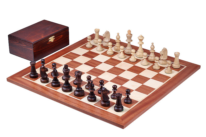 Les pièces d'échecs en bois STAUNTON de taille 5 avec la boîte de rangement en bois foncé - Les pièces d'échecs en bois STAUNTON de taille 5 avec la boîte de rangement en bois foncé