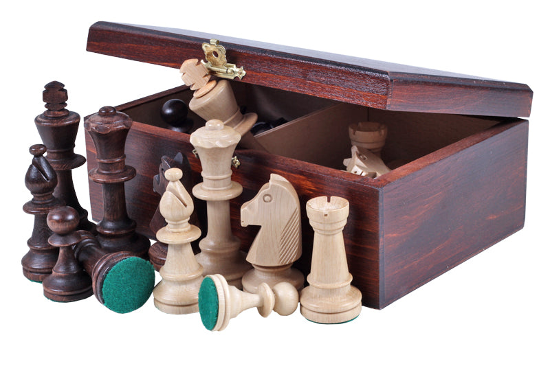 Boîte de rangement en bois foncé pour pièces d'échecs de taille 6 (un roi de 98 mm) - b7a7204341e0183e98a4407b63b8dd6e