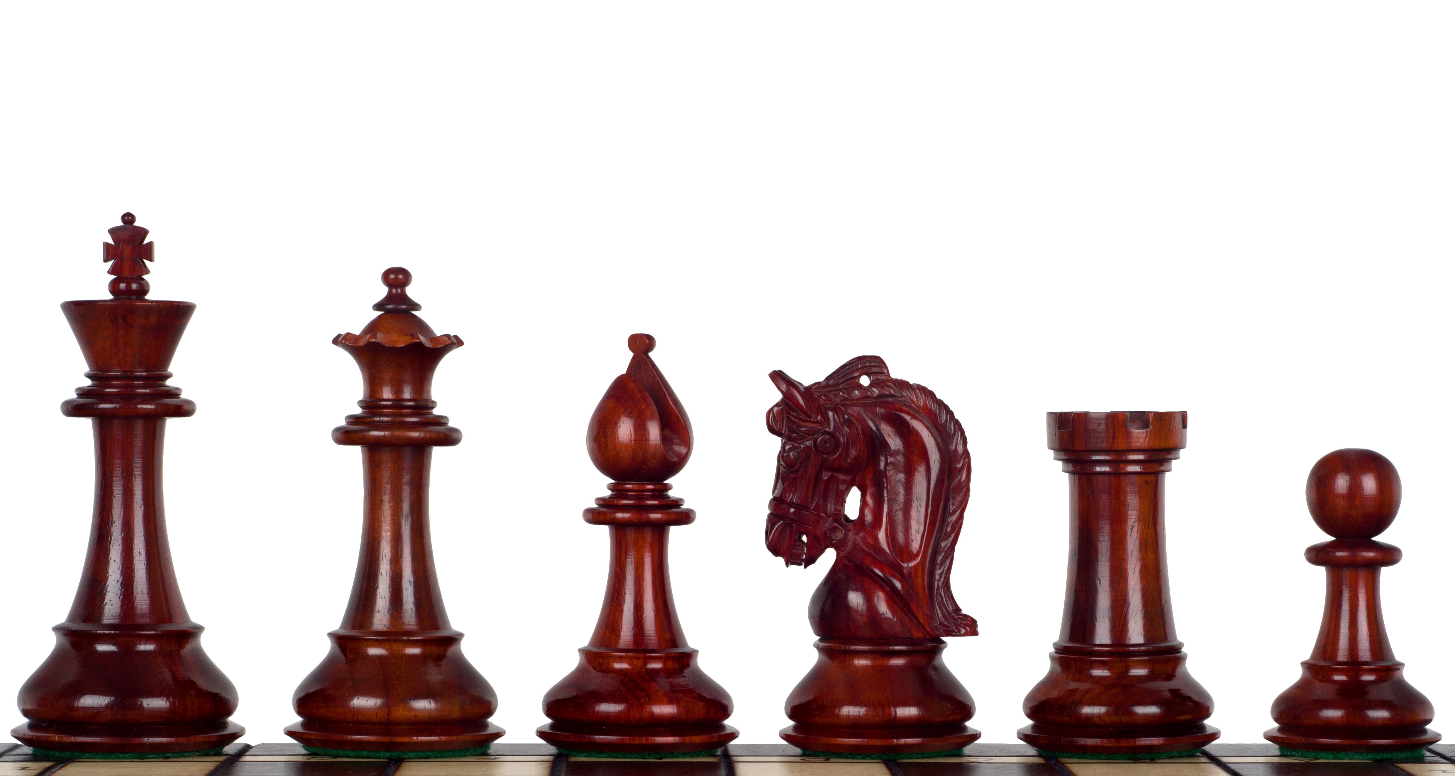 Pièces d'échecs Corinthian Redwood en bois de padouk et buis - Taille 3,75'' - Pièces d'échecs Corinthian Redwood en bois de padouk et buis - Taille 3,75''
