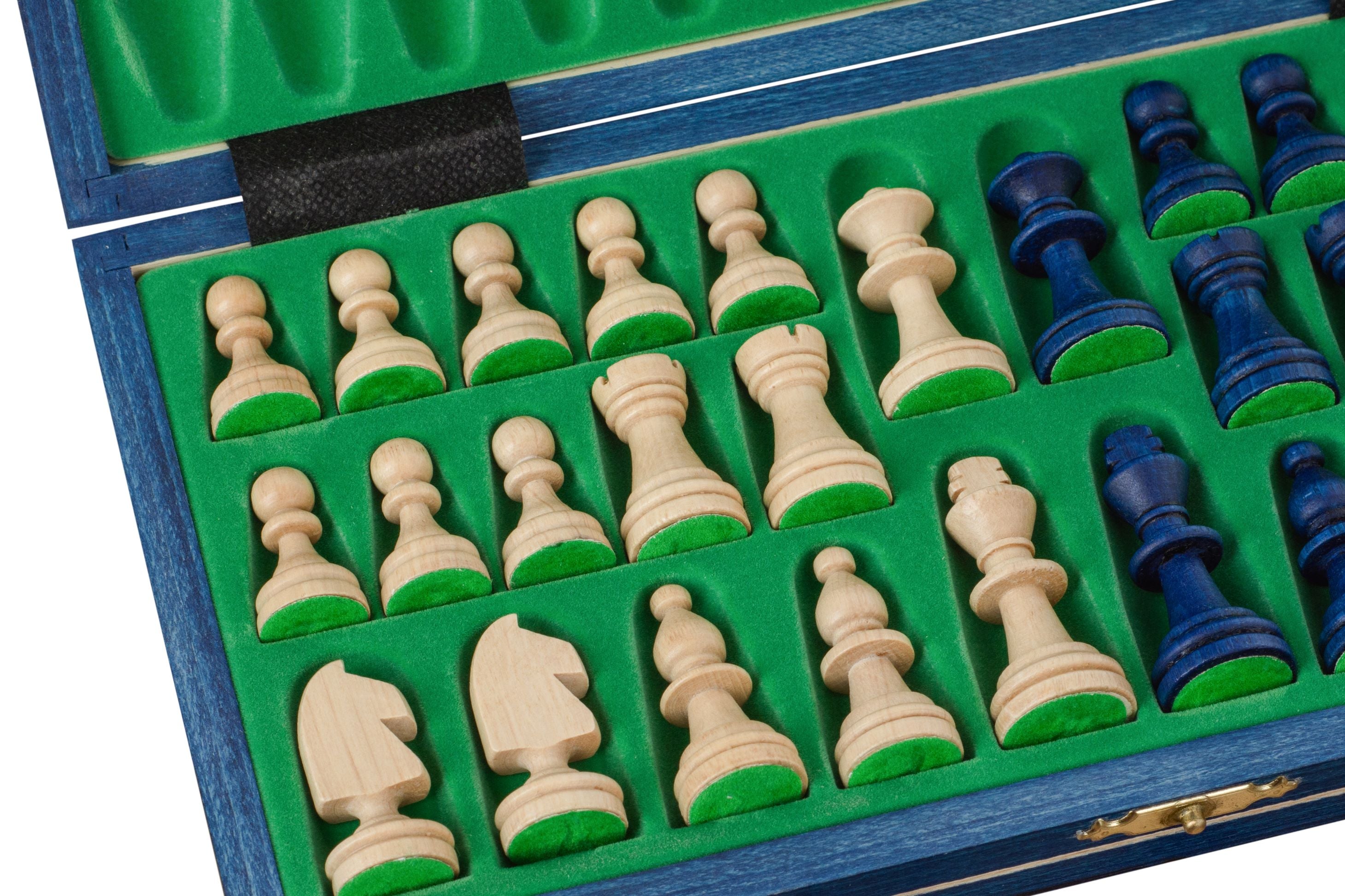 ÉCHECS D'ÉCHECS MAGNÉTIQUE EN BOIS - BLEU - e4b5c20210f18a019df520829034aaff