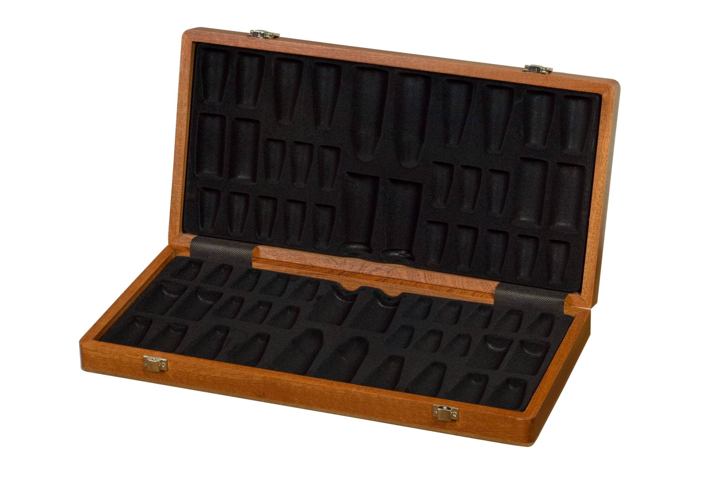 Echiquier pliant en marqueterie de bois d'acajou et d'érable - coffret luxe de taille 5 (45x45cm) - Echiquier pliant en marqueterie de bois d'acajou et d'érable - coffret luxe de taille 5 (45x45cm)