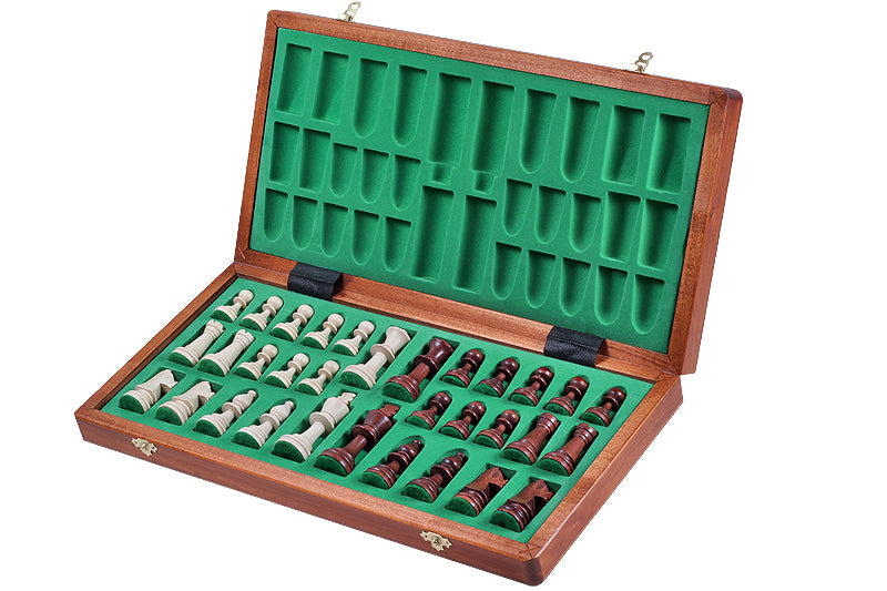 Echiquier pliant en marqueterie de bois d'acajou et de sycomore - coffret luxe de taille 5 (48x48cm) - 8118c947f441ad3ec27f8d2d63c53a18