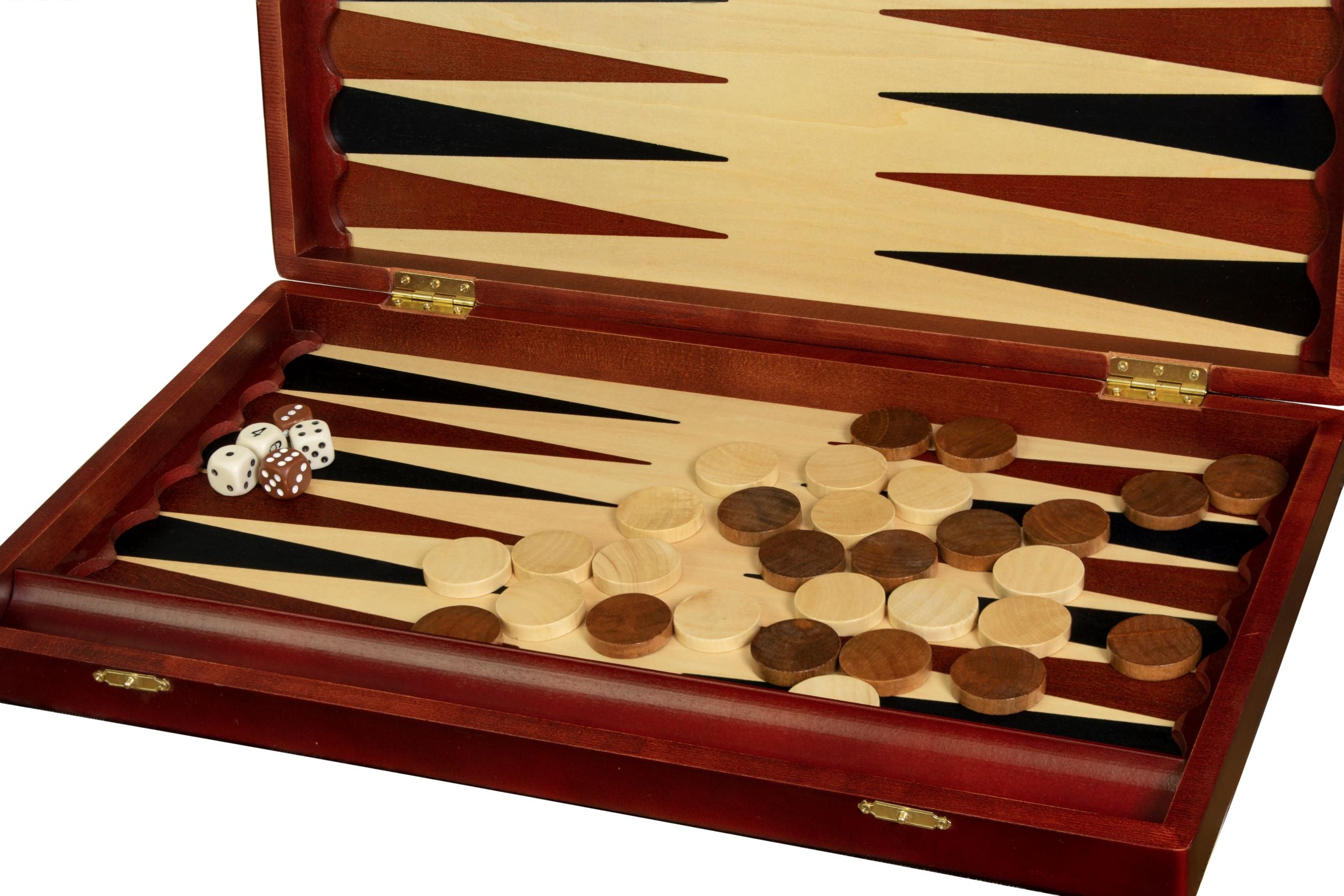 Jeu de Backgammon en bois teinté - de grande taille (48x28cm) - L'ensemble complet - 5b27fd8b06347f70da297b61d3e1653f