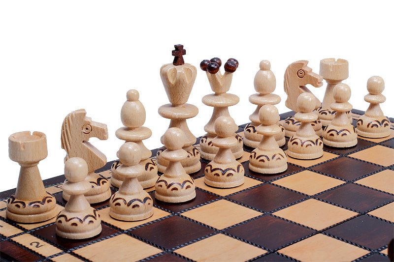 Jeu d'échecs PERLE en bois de hêtre, de petite taille (29 x 29cm) - Ensemble Complet - 07404433f4aea86194dd5ac284c769a4