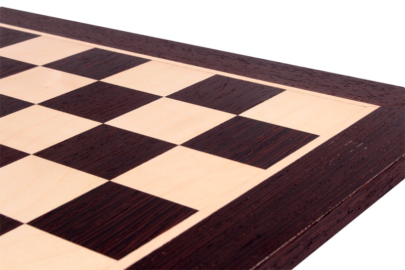 Echiquier en marqueterie de bois de wengé et sycomore - échiquier classique de Taille 5+ sans notation alphanumérique - Echiquier en marqueterie de bois de wengé et sycomore - échiquier classique de Taille 5+ sans notation alphanumérique