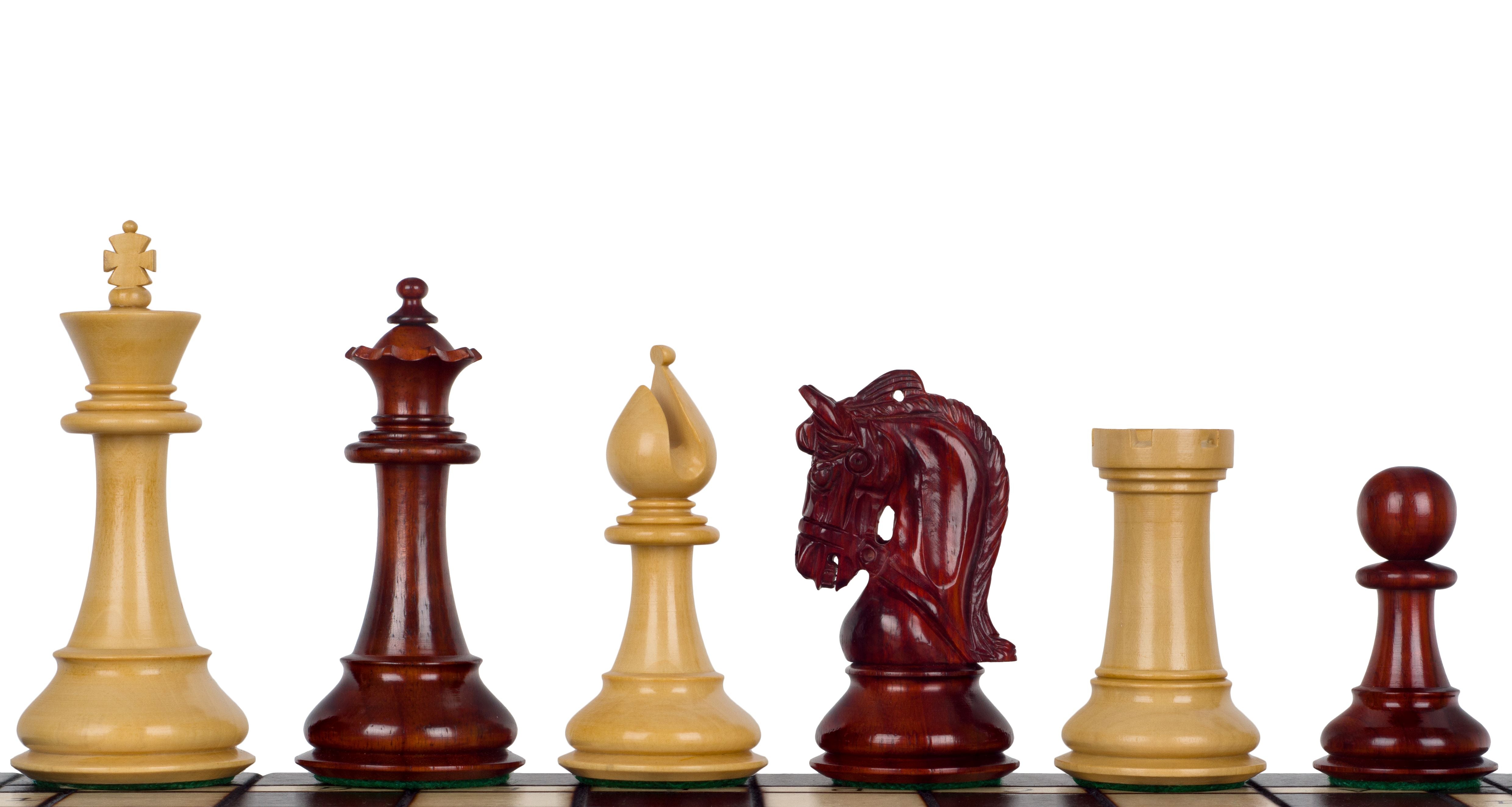 Pièces d'échecs Corinthian Redwood en bois de padouk et buis - Taille 3,75'' - Pièces d'échecs Corinthian Redwood en bois de padouk et buis - Taille 3,75''