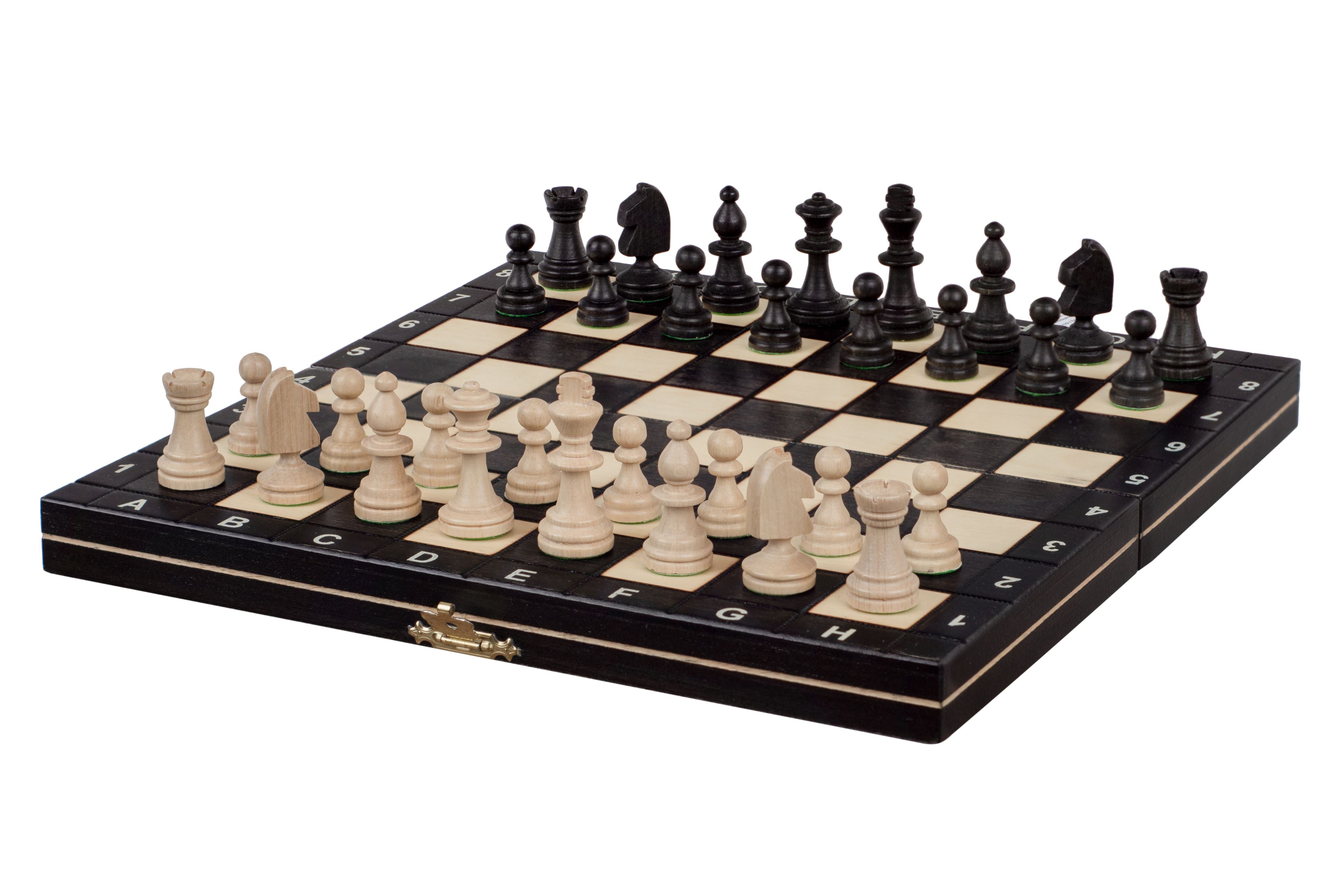 Jeu d'échecs MAGNETIQUE Noir pliant en bois de charme de petite taille (27 x 27cm) - Ensemble Complet - Jeu d'échecs MAGNETIQUE Noir pliant en bois de charme de petite taille (27 x 27cm) - Ensemble Complet