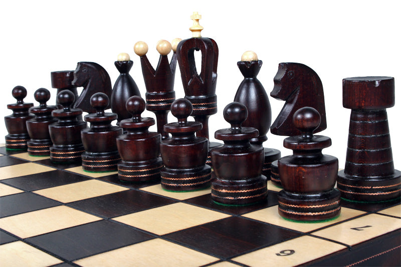 Jeu d'Echecs ROYAL avec incrustations en laiton, en bois bois de charme et de cerisier sauvage, de grande taille (50 x 50cm) - Ensemble Complet - 743fc9bc443348359d2e79d6edf374f0