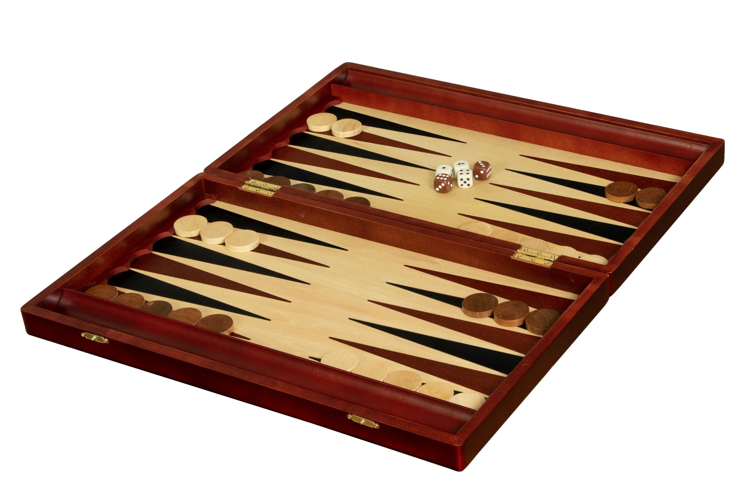 Jeu de Backgammon en bois teinté - de grande taille (48x28cm) - L'ensemble complet - c10216bf3867a3f9205e609581afb985