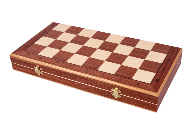 Jeu d'échecs INDIEN en bois de charme avec l'échiquier de marqueterie en bois d'acajou et sycomore, de grande taille (50 x 50cm) - Ensemble Complet - Jeu d'échecs INDIEN en bois de charme avec l'échiquier de marqueterie en bois d'acajou et sycomore, de grande taille (50 x 50cm) - Ensemble Complet
