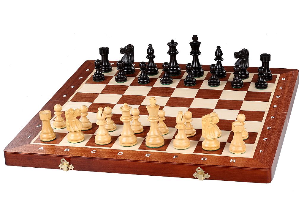 Jeu d'échecs de tournoi avec les pièces French en bois teinté de taille 4 (40x40cm) - L'ensemble complet - 90ec362e66daae04a8216f56b665e3a1