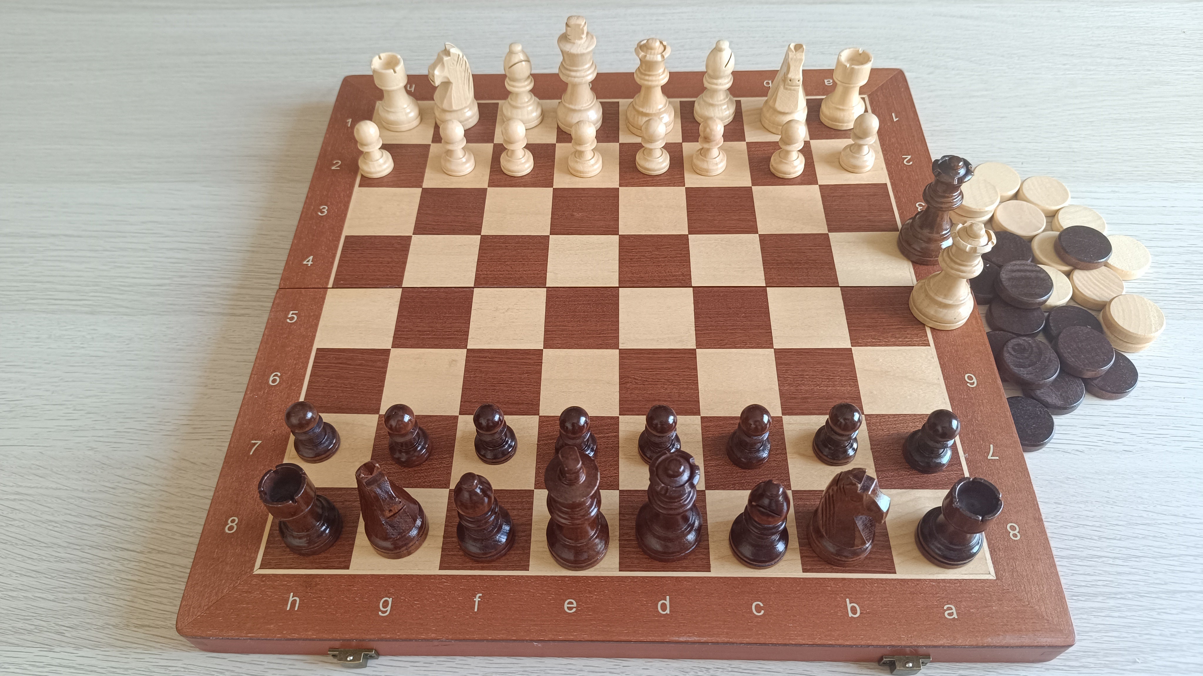 Échecs magnétiques en bois + dames en bois (38 x 38 cm) - Échecs magnétiques en bois + dames en bois (38 x 38 cm)