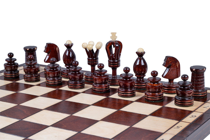 Jeu d'Echecs ROYAL avec incrustations en laiton, en bois bois de sycomore, de grande taille (49 x 49cm) - Ensemble Complet - 657a0c58b4f0e9b2baa6e9d62e40f797
