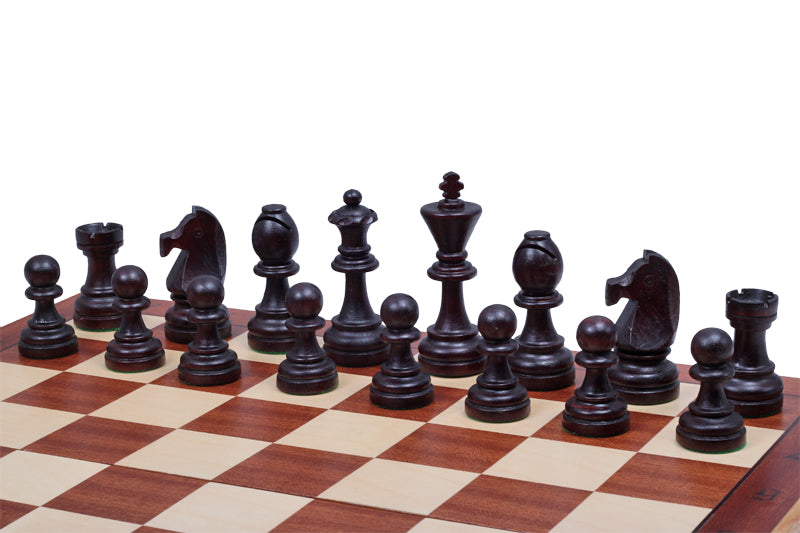 Jeu d'échecs DE TOURNOI No 7 en bois de charme avec l'échiquier en marqueterie de bois d'acajou et sycomore, de grande taille (50 x 50cm) - Ensemble Complet - 9e9a97cd20b67902358597f60a67f046