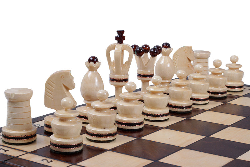 Jeu d'Echecs ROYAL avec incrustations en laiton, en bois bois de sycomore, de grande taille (49 x 49cm) - Ensemble Complet - 298a9ee180926e1d622031ed20506d21