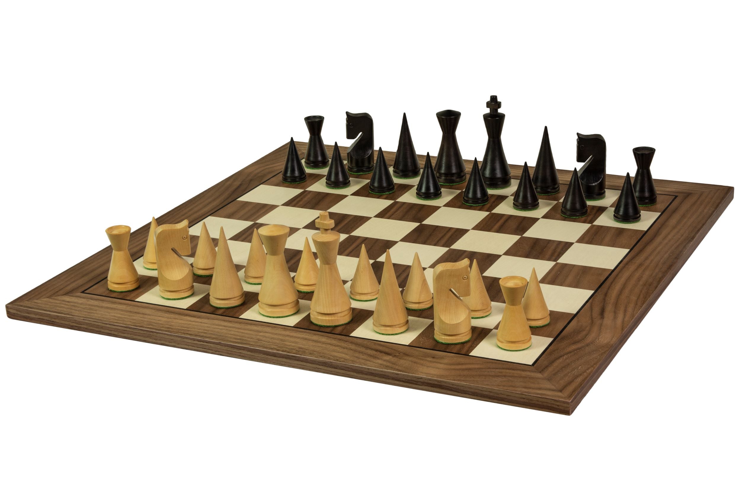 Echiquier sans coordonnées en marqueterie de bois de noyer et sycomore - échiquier luxe de Taille 5+/6 avec une bande noire séparant les cases et les bords - 2351a9d3f12e6bc51e25895ec3bd4e01