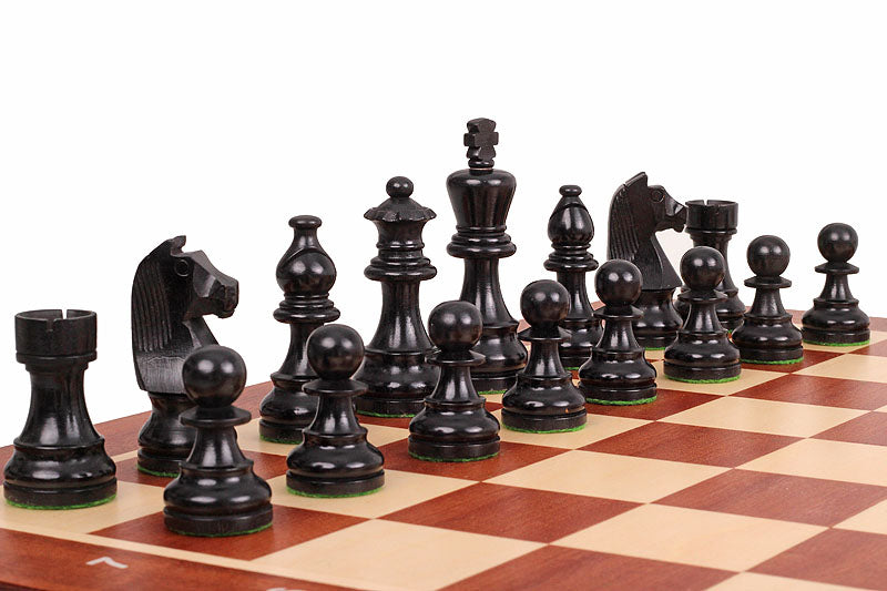 Jeu d'échecs de tournoi avec les pièces German Knight en bois teinté de taille 5 (48x48cm) - L'ensemble complet - f80ee15d247321b04cccfcc2d041a741