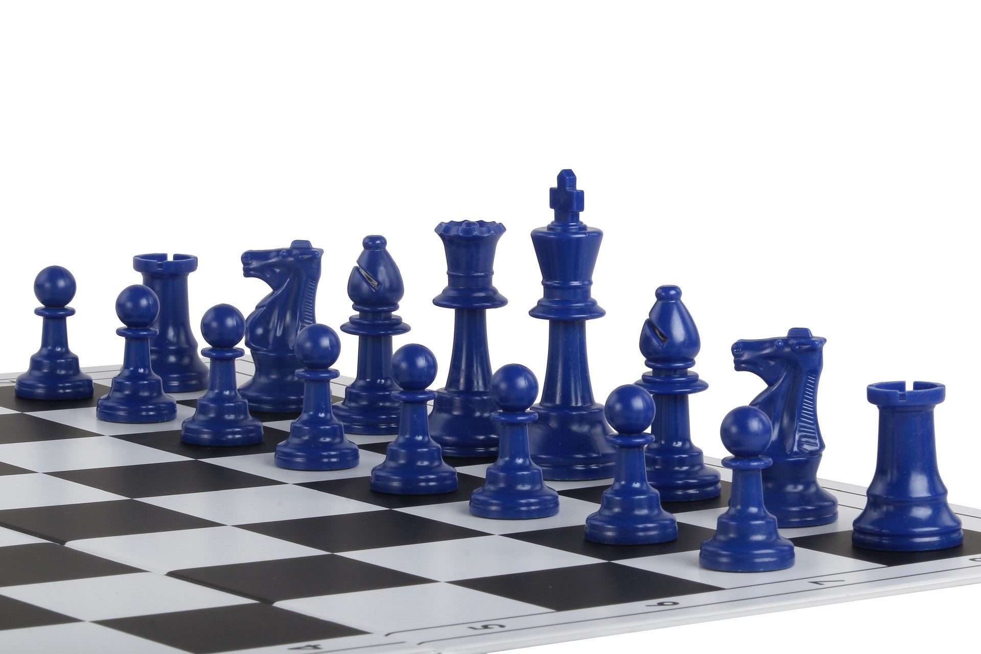 Pièces d'échecs bleues en plastique feutrées de taille 6 - 64a4a50394a0232bd67c17209fb4c8ed