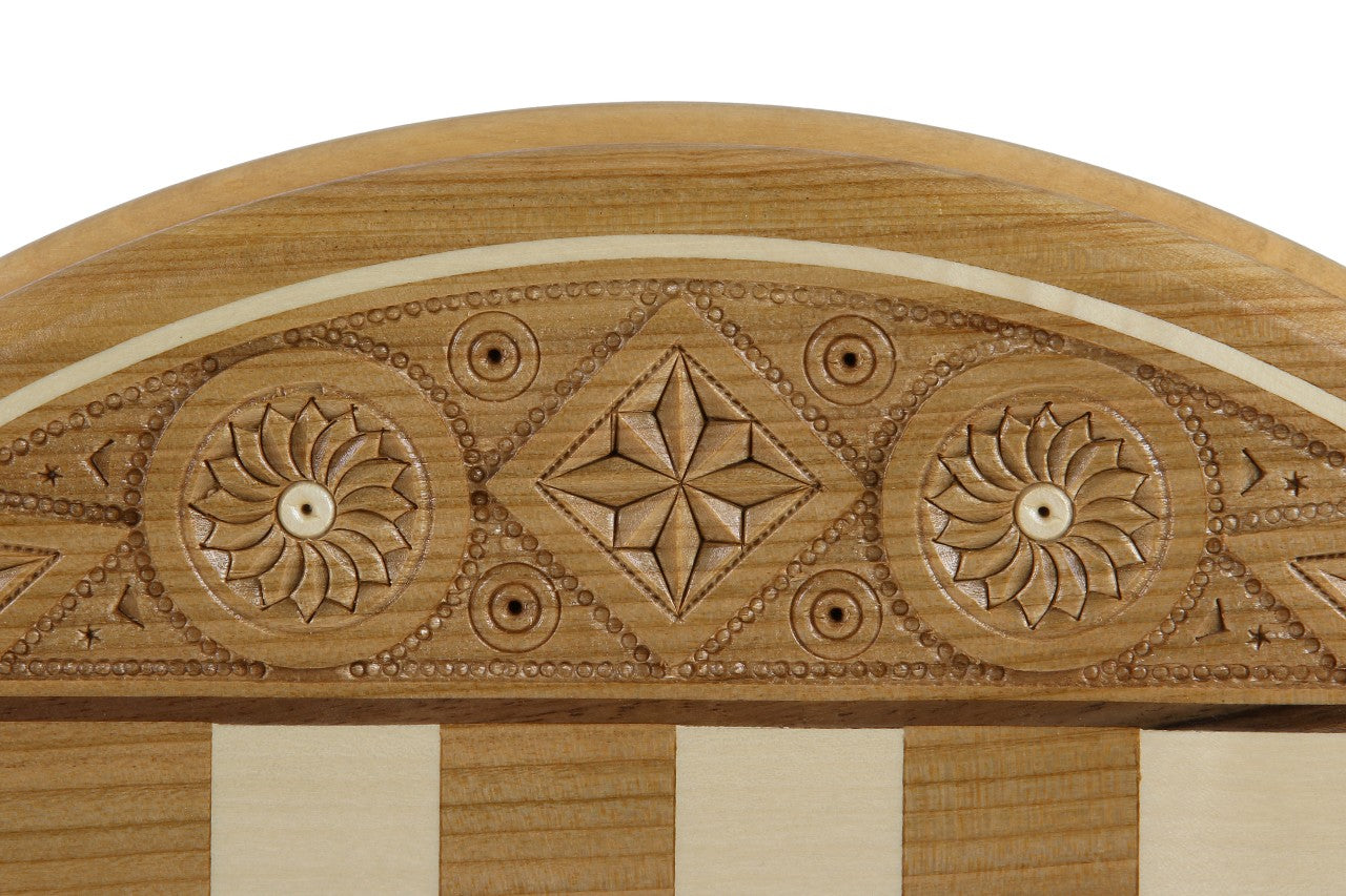 Jeu d'échecs RUBIN en bois de cerisier sauvage avec l'échiquier rond marqueté de bois de ceriser et sycomore, de petite taille (33cm) - Ensemble Complet - 78b2b7a48167ce7591e05352eb12b5f6