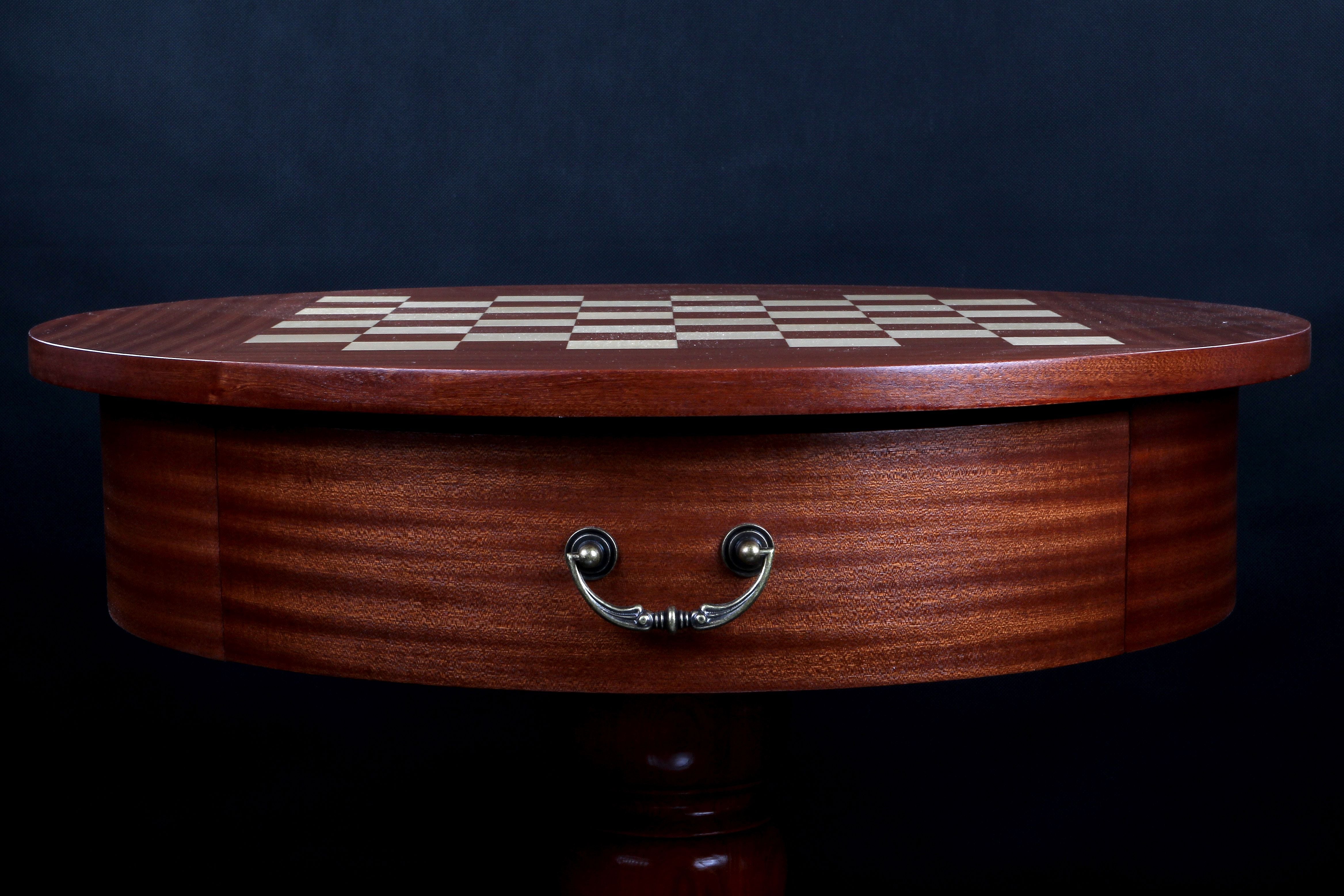Table d'échecs Luxe en bois avec un plateau rond, sans pièces d'échecs - cccaed10ff2bd45c77cee65ee9e0cc32
