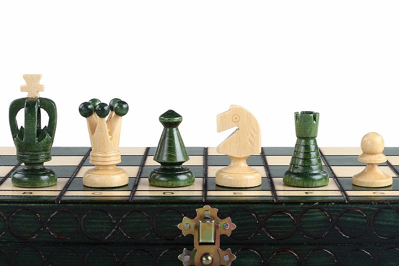 Jeu d'Echecs ROYAL Green en bois de charme, de taille moyenne (34 x 34cm) - Ensemble Complet - d20dba949f618bd1d9d08c09bcf57530