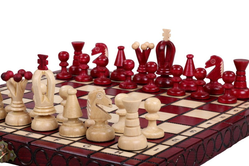 Jeu d'Echecs ROYAL Cherry en bois de charme, de petite taille (29 x 29cm) - Ensemble Complet - Jeu d'Echecs ROYAL Cherry en bois de charme, de petite taille (29 x 29cm) - Ensemble Complet