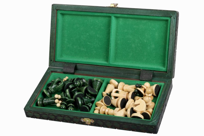 Jeu d'Echecs ROYAL Green en bois de charme, de petite taille (29 x 29cm) - Ensemble Complet - c33ea66da2c17d1f0d8e8ad1a834df79