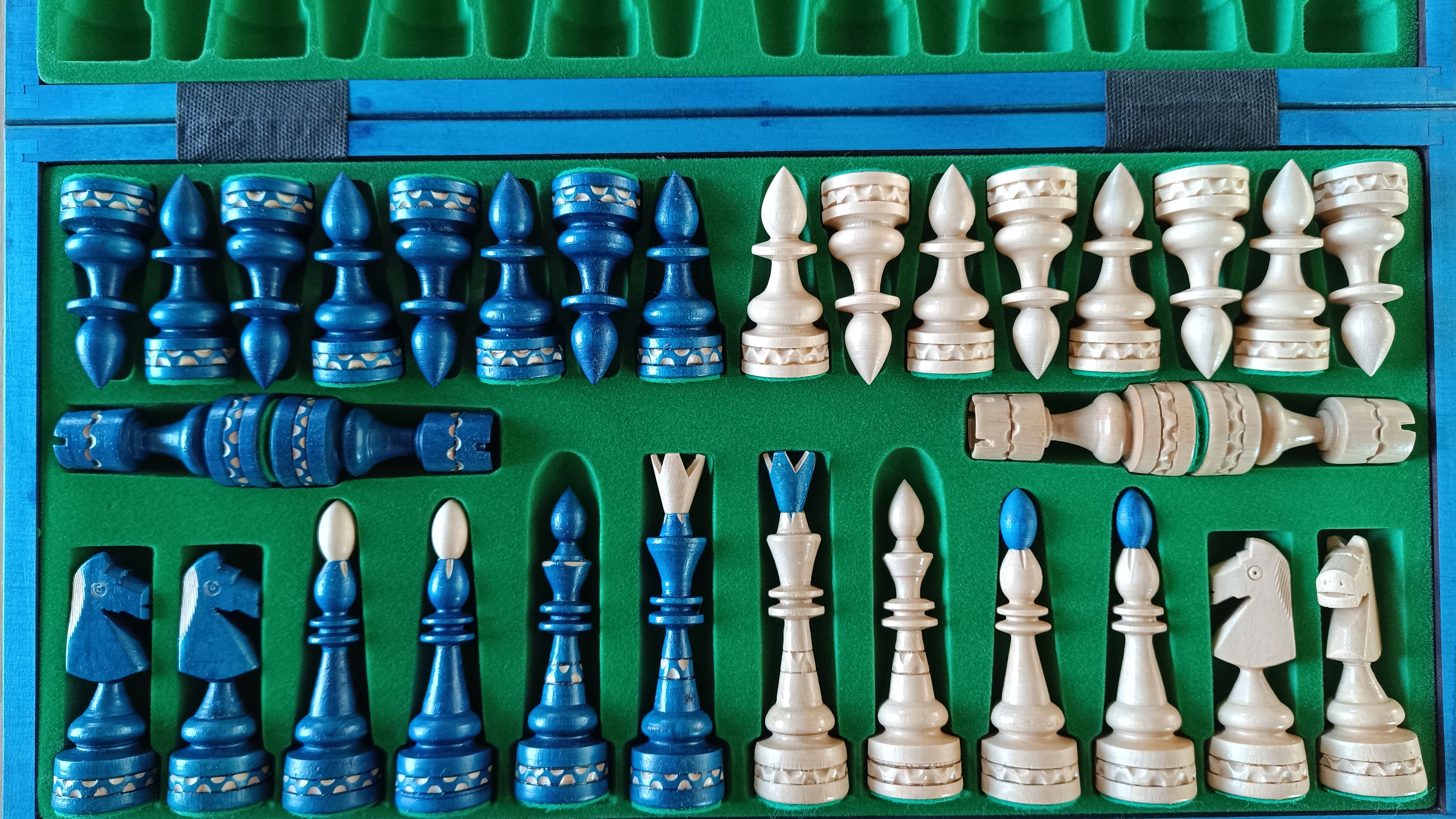 Jeu d'd'échecs INDIEN Blue en bois de charme, de grande taille (54 x 54cm) - Ensemble Complet - Jeu d'd'échecs INDIEN Blue en bois de charme, de grande taille (54 x 54cm) - Ensemble Complet