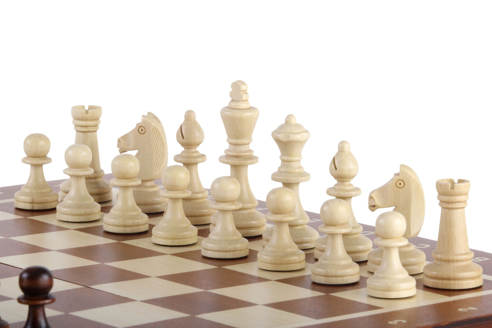 Jeu d'échecs MAGNETIQUE en marqueterie de bois d'acajou et de sycomore, de grande taille (35 x 35cm) - Ensemble Complet - 9518b9d6cd7138b5e763cc46c622fa50