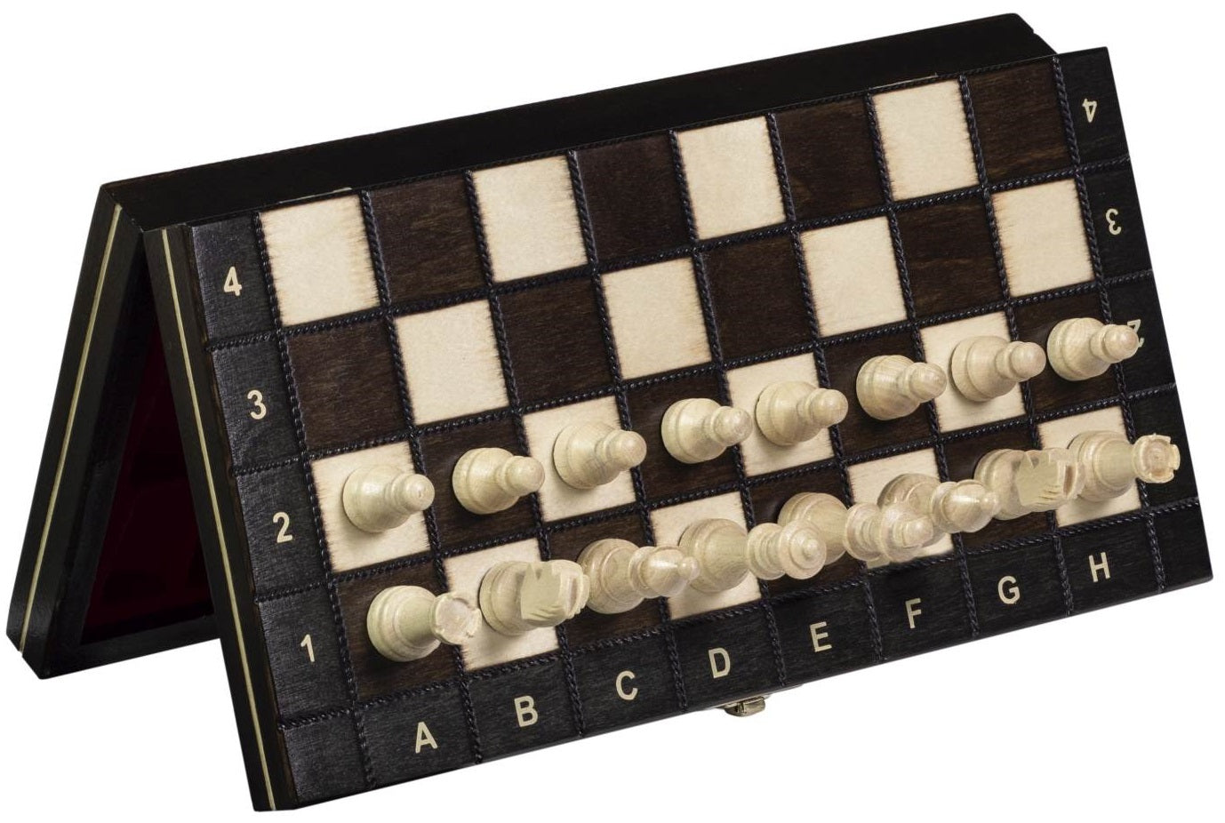 Jeu d'échecs Scolaire MAGNETIQUE en bois de charme, pliant, de petite taille (27 x 27cm) - Ensemble Complet - 5fd1e6ca28651f18a375f6a172963041