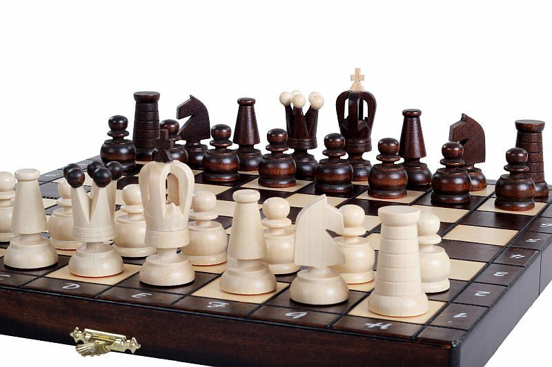 Jeu d'Echecs ROYAL MAXI en bois de charme et de hêtre, de taille moyenne (31 x 31cm) - Ensemble Complet (jeu de notre nouvelle gamme) - 57ca2d340c7934f5a4db3ebc31689965