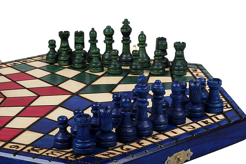 Jeu d'échecs en bois YALTA 3 Joueurs de petite taille (32 x 28 cm) - jeu tricolore - 6430a6bd7ff78d8d84385f534a9bf4a0