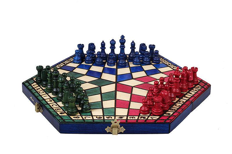 Jeu d'échecs en bois YALTA 3 Joueurs de petite taille (32 x 28 cm) - jeu tricolore - 8966ddcbc9d158a437676a9c62c7fab4