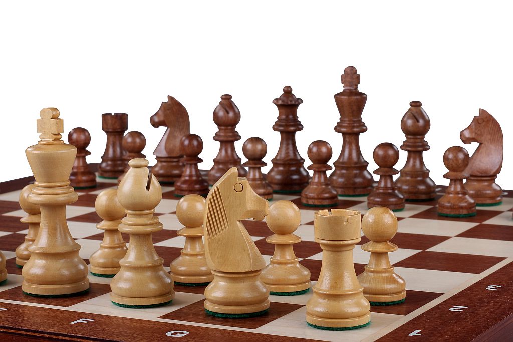 Jeu d'échecs de tournoi avec les pièces German Knight en bois d'acacia et de buis de taille 4 (40x40cm) - L'ensemble complet - Jeu d'échecs de tournoi avec les pièces German Knight en bois d'acacia et de buis de taille 4 (40x40cm) - L'ensemble complet