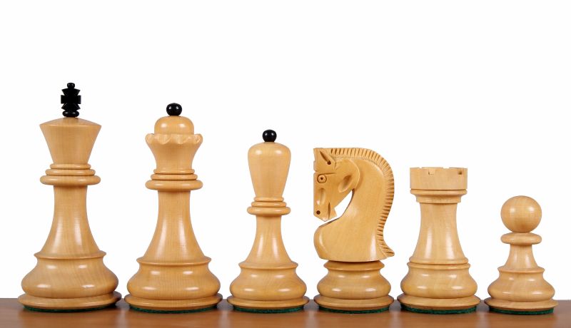 Pièces d'échecs Zagreb en bois de buis teinté et naturel - Taille 3,75'' - Pièces d'échecs Zagreb en bois de buis teinté et naturel - Taille 3,75''
