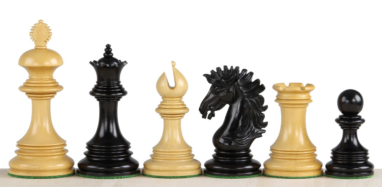 Pièces d'échecs Sunrise en bois d'ébène et de buis - Taille 4,25'' - Pièces d'échecs Sunrise en bois d'ébène et de buis - Taille 4,25''