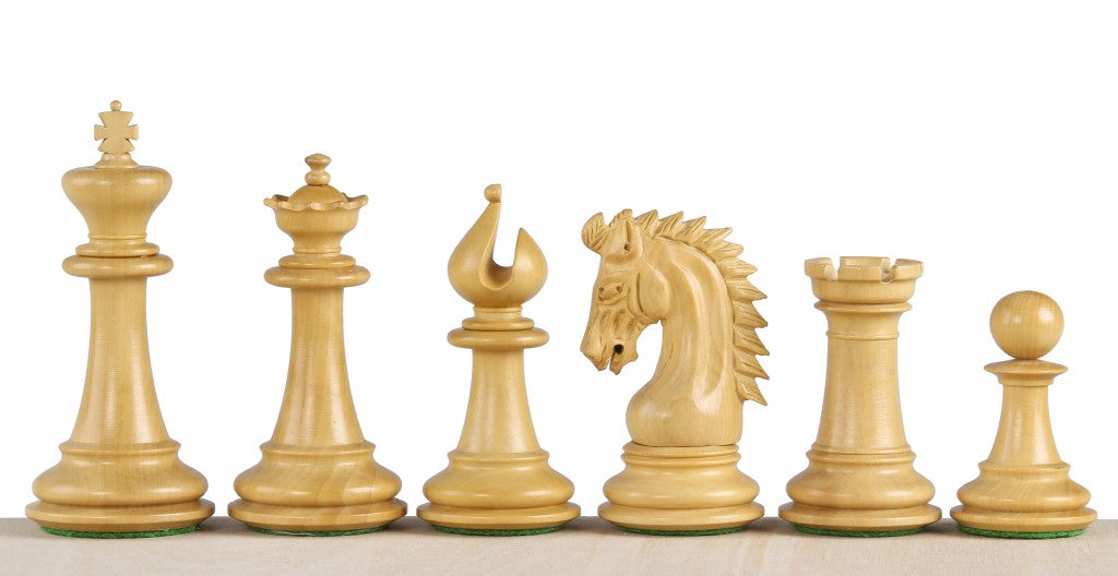 Pièces d'échecs Sheikh Acacia en bois d'acacia et de buis - Taille 4,00'' - Pièces d'échecs Sheikh Acacia en bois d'acacia et de buis - Taille 4,00''