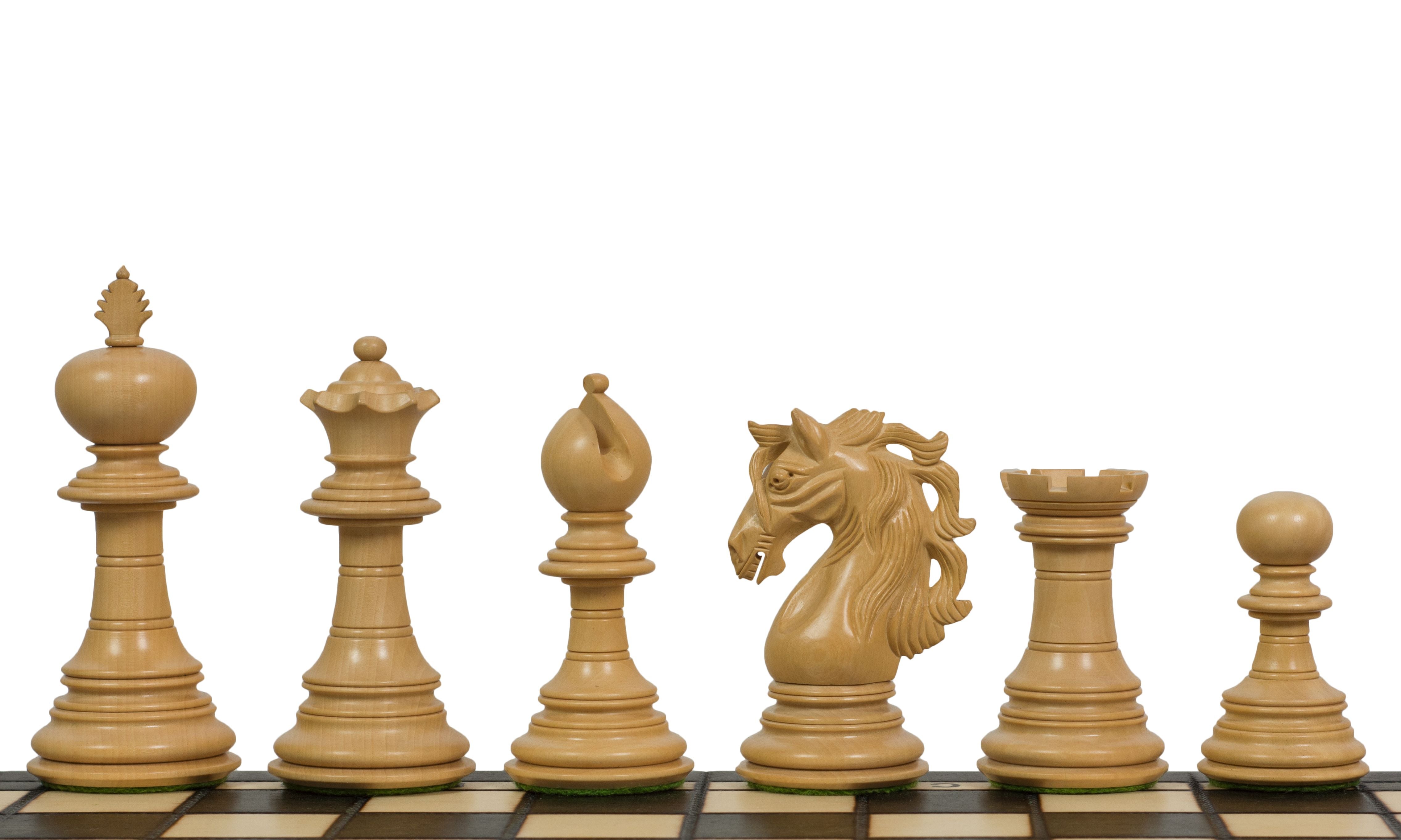 Pièces d'échecs Adios Redwood en bois de padouk et de buis - Taille 4,00'' - Pièces d'échecs Adios Redwood en bois de padouk et de buis - Taille 4,00''