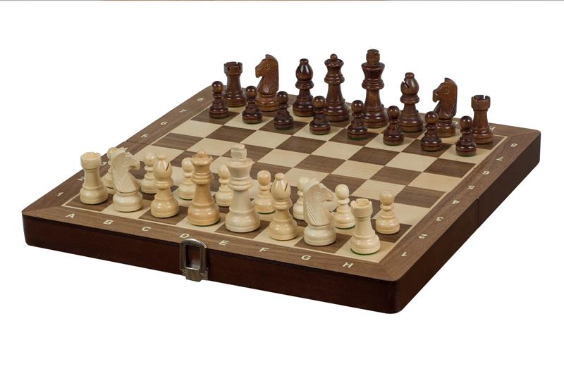 Juego de ajedrez de madera con tablero de nogal 30 x 30 cm Sunrise - Juego de ajedrez de madera con tablero de nogal 30 x 30 cm Sunrise