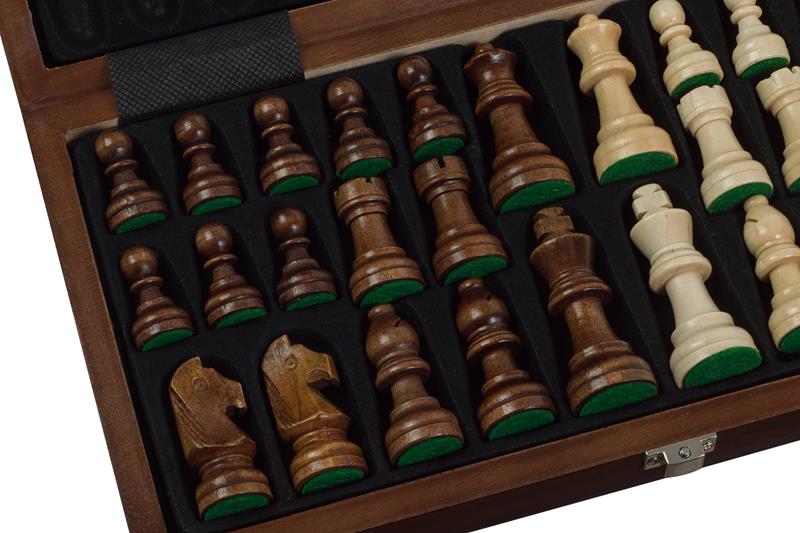 Jeu d'échecs pliant en marqueterie de bois de noyer et d'érable - de taille 3 (30x30cm) - Jeu d'échecs pliant en marqueterie de bois de noyer et d'érable - de taille 3 (30x30cm)