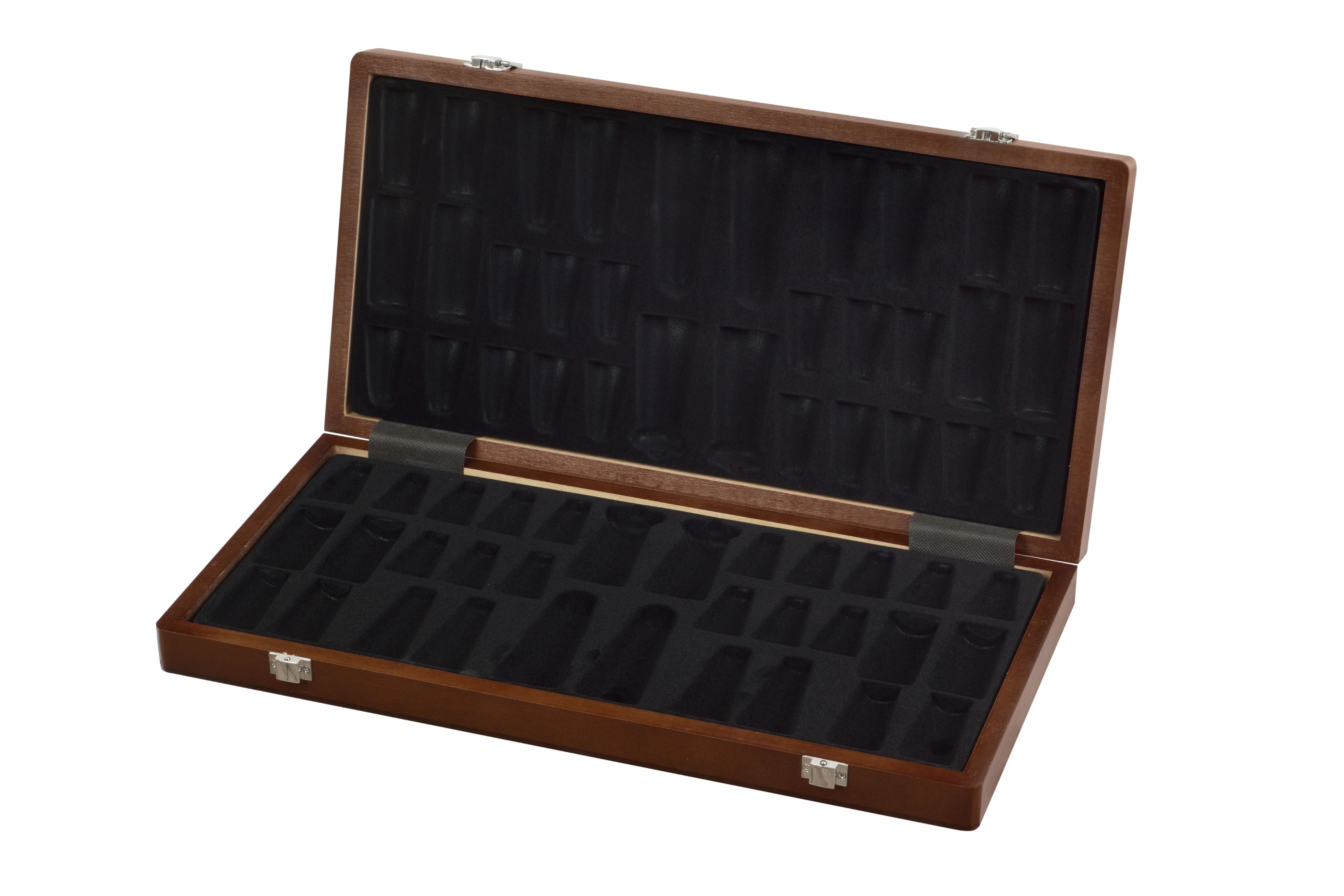 Coffret en noyer / érable pour pièces d'échecs avec hauteur de roi jusqu'à 90-96 mm - c4fb0762364a0ae7baba009fc4d7daee