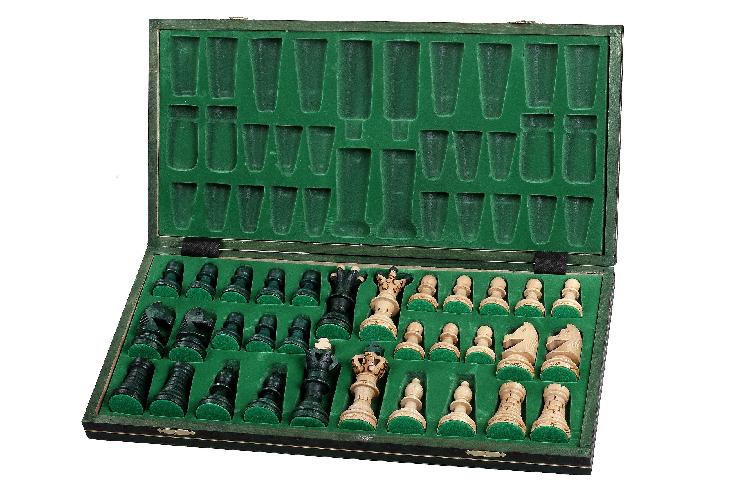 Jeu d'échecs AMBASSADEUR Green en bois de charme, de grande taille (54 x 54cm) - Ensemble Complet - 11dbc22da5cc4749adf684a1425ca42c