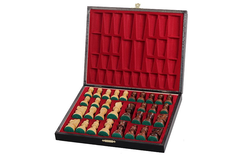 Coffret Luxe de bois pour rangement des pieces d'echecs de taille 5 - teinté en noir - Coffret Luxe de bois pour rangement des pieces d'echecs de taille 5 - teinté en noir