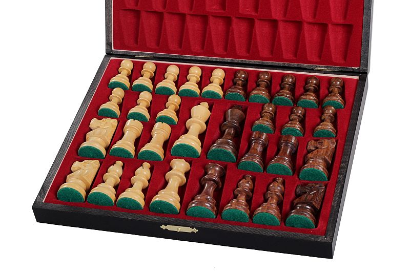 Coffret Luxe de bois pour rangement des pieces d'echecs de taille 5 - teinté en noir - Coffret Luxe de bois pour rangement des pieces d'echecs de taille 5 - teinté en noir