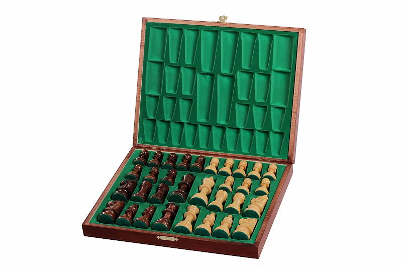 Coffret Luxe de bois pour rangement des pieces d'echecs de taille 5 - teinté en acajou - Coffret Luxe de bois pour rangement des pieces d'echecs de taille 5 - teinté en acajou