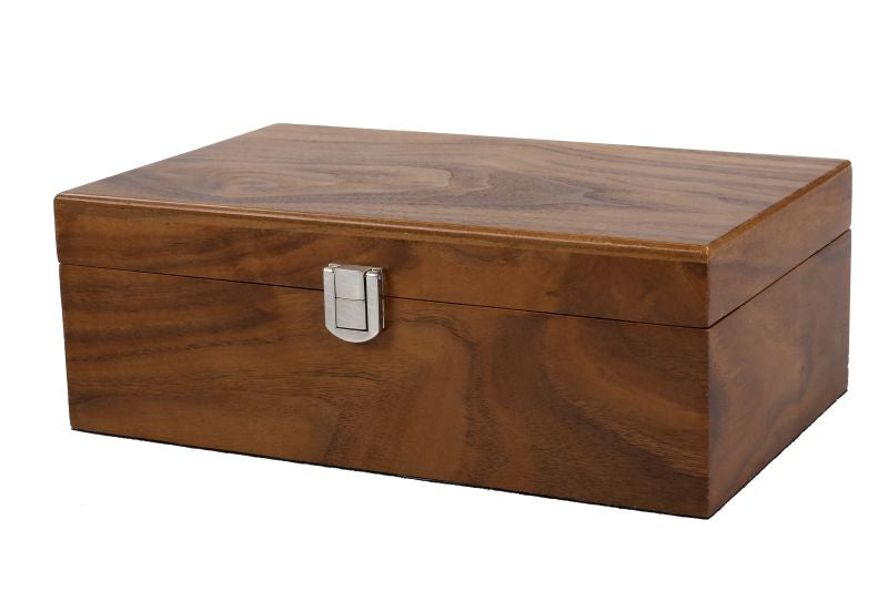 Caja para piezas de ajedrez, 24 x 15 x 8,5 cm: chapa de nogal, 2 compartimentos, interior flocado - d0eaa78cc14dd367c796797b01f81da2