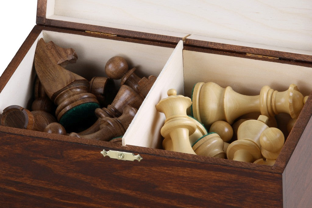 Boîte de rangement en bois foncé pour pièces d'échecs de taille 4,00'' (un roi d'env.102 mm) - 46ec8c3a18c5e41ef8e675579dd40c4c