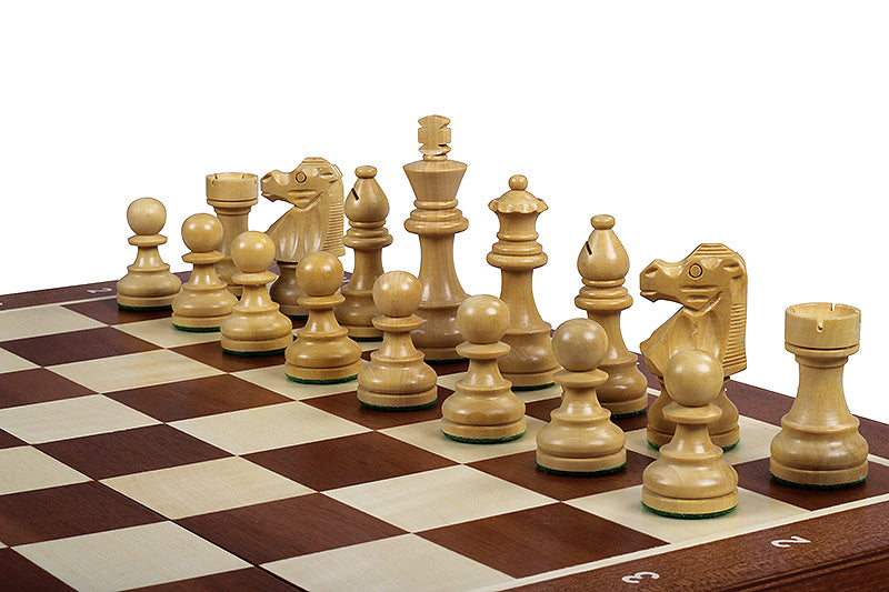 Jeu d'échecs de tournoi avec les pièces French en bois d'acacia et de buis de taille 5 (48x48cm) - L'ensemble complet - Jeu d'échecs de tournoi avec les pièces French en bois d'acacia et de buis de taille 5 (48x48cm) - L'ensemble complet